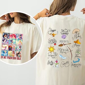 Comfort Colors Two-Sided In My Princess Era Song Lyrics Shirt, Disney Princess Belle Moana Shirt, Princess Signature Shirt, Girl&#39;s Trip Tee