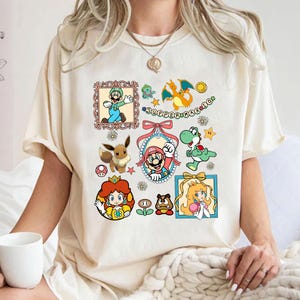 Comfort Colors Super Mario Shirt, Retro Coquette Bows Super Mario Shirt, Super Mario Luigi Princess Peach, In The Mirror Shirt