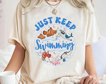 Comfort Colors Finding Nemo Just Keep Swimming Shirt, Disney WDW Disneyland Tee