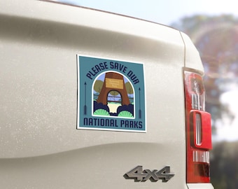 Please Save Our National Parks Redwood Car Magnet, 5x5 Matte Vinyl Magnet, Car Accessory, Bumper Sticker