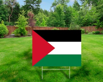 Palestine Flag Protest Sign – 24x18 Yard Sign with Metal H-Stake, 4mm Corrugated Plastic, Two-Sided