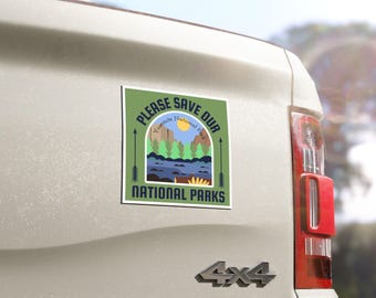 Please Save Our National Parks Yosemite Car Magnet, 5x5 Matte Vinyl Magnet, Car Accessory, Bumper Sticker
