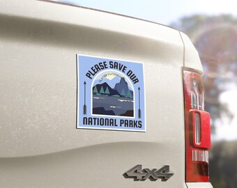 Please Save Our National Parks Glacier Car Magnet, 5x5 Matte Vinyl Magnet, Car Accessory, Bumper Sticker