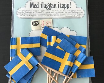 Juego de palillos de dientes de bandera sueca de 12