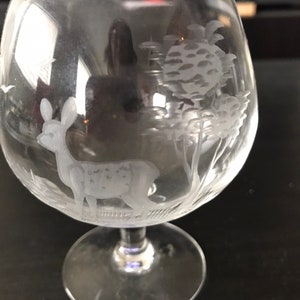 Brandy snifters hand etched crystal by Reijmyre glasbruk of Sweden
