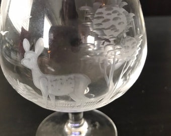 Brandy snifters hand etched crystal by Reijmyre glasbruk of Sweden