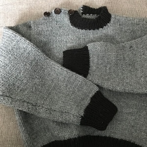 Knit by hand boys sweater gray with black trim