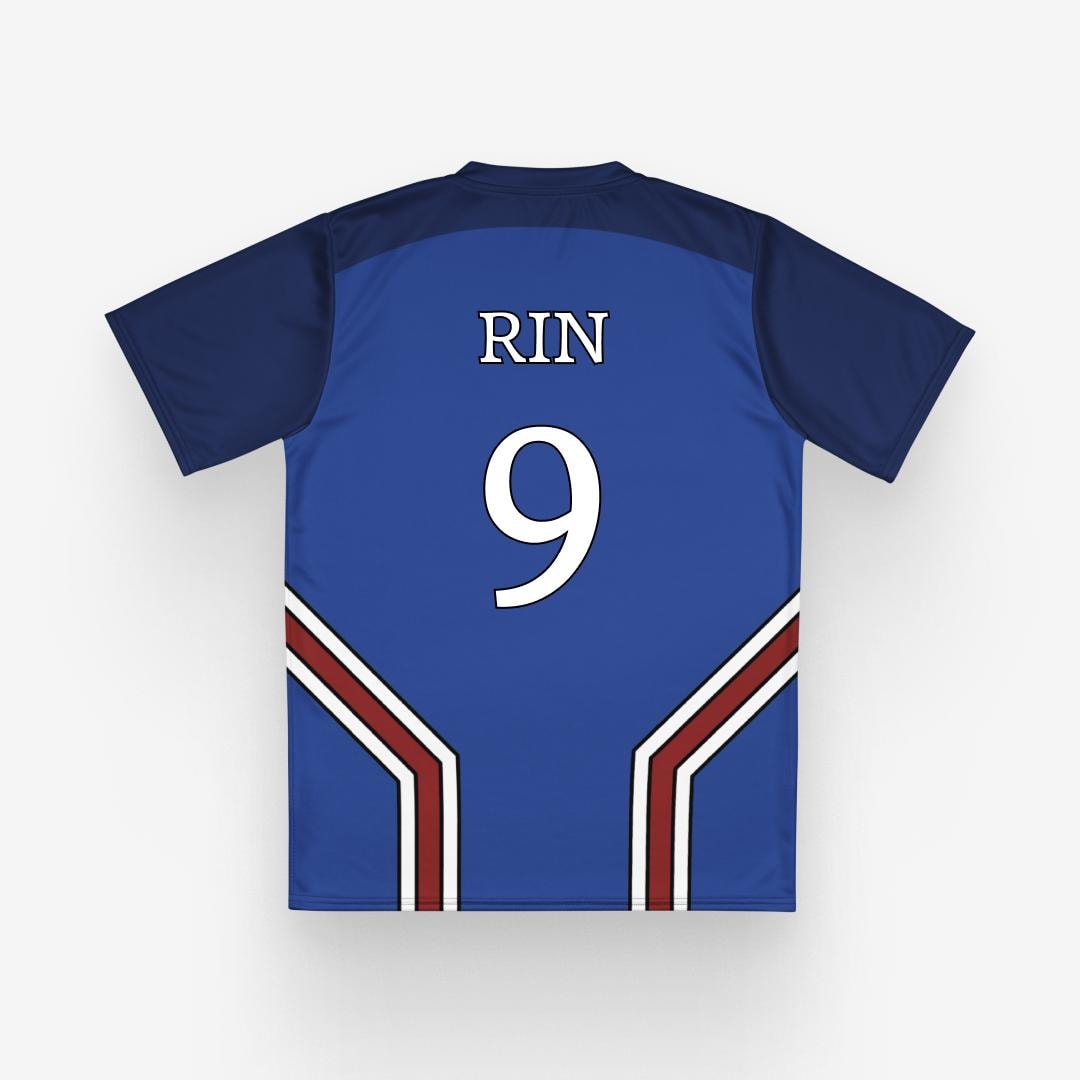 Paris X Gen (PXG) Soccer Jersey, Blue Lock Rin Itoshi Football T