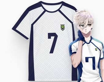 blue lock isagi yoichi cosplay jersey, blue lock unisex t-shirt, blue lock football shirt