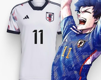 Blue Lock Japan Fußballtrikot, Isagi Yoichi Cosplay, personalisiertes Fußball-T-Shirt