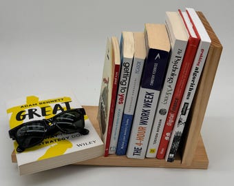 Minimalist Wooden Tabletop Bookshelf – Small Desk Book Organizer, Handmade Book Holder