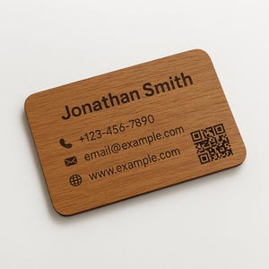 Personalized Wooden Business Card – Laser Engraved Contact Card