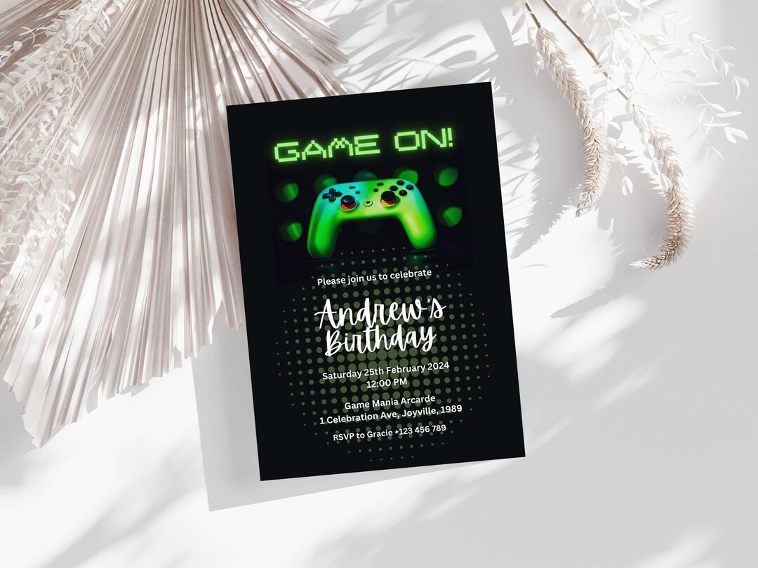 Editable Video Game Party Invitation Level up Birthday Invite Gamer Boy ...