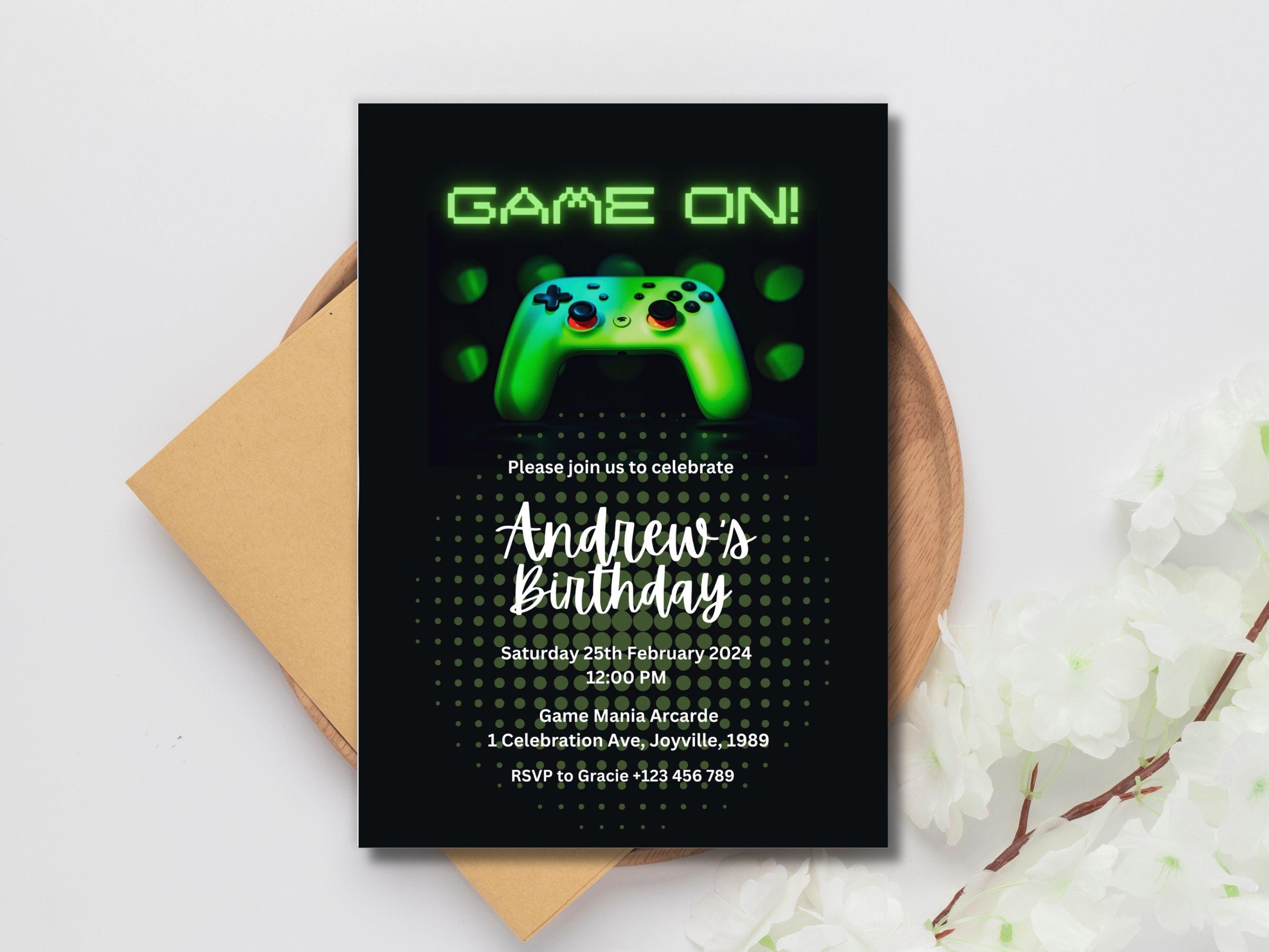 Editable Video Game Party Invitation Level up Birthday Invite Gamer Boy ...