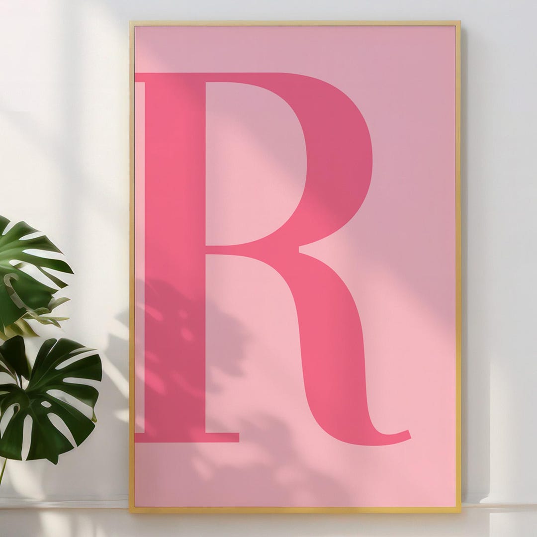 Letter R Poster, Pink Wall Art, Cute Pink Alphabet Print, Dorm Room ...
