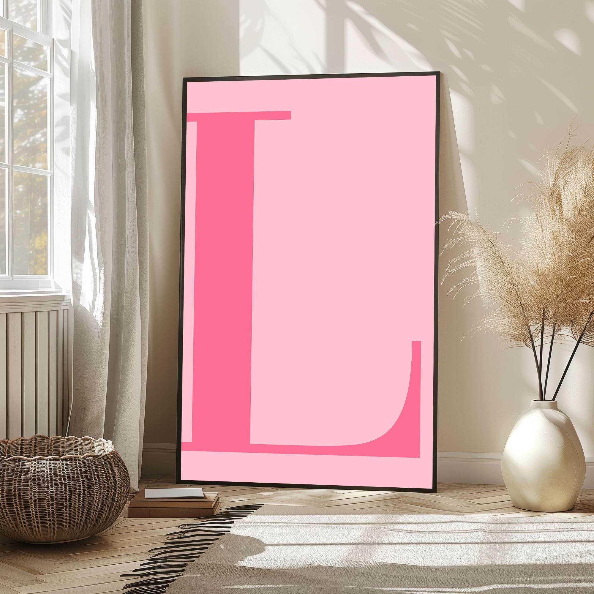 Letter L Poster, Pink Wall Art, Cute Pink Alphabet Print, Dorm Room ...
