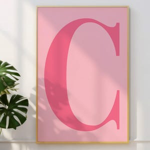 Letter C Poster, Pink Wall Art, Cute Pink Alphabet Print, Dorm Room Decor, Preppy Room Decor