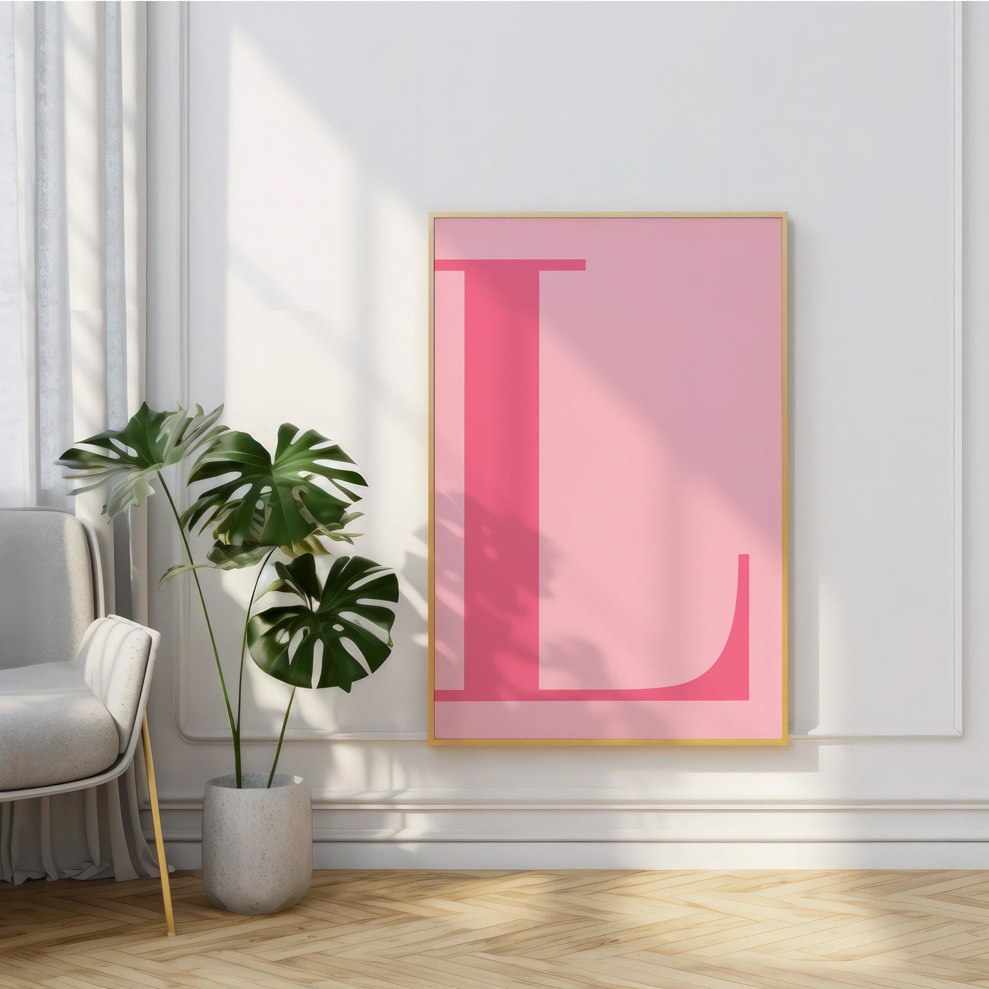Letter L Poster, Pink Wall Art, Cute Pink Alphabet Print, Dorm Room ...