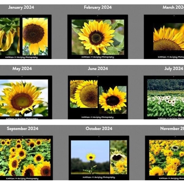 Sunflower Calendar Etsy