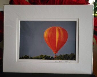 Hot Air Balloon, Orange, Red, Yellow 8x10 Print, Double Matt.