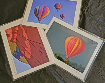 Hot Air Balloon Photo Greeting Cards Blank, Set of 3. Original Photograph, Each Card Art signed, can frame artwork.