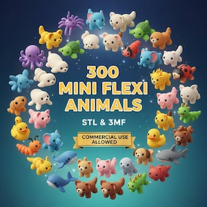 Paquete de 300 Mini Animales Flexi en formato STL y 3MF
