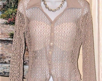 Upcycled Free People Cotton Aztec Print blouse With Ecru Lace Elbow Patches Size Small
