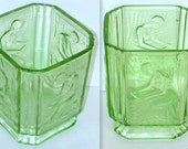 Art Deco Glass - SowerbyUranium Green Glass - Pandora Box - Biscuit Barrel Base -  Vase