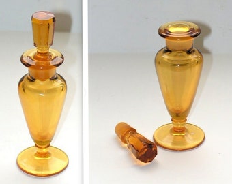 New Martinsville Glass Perfume Bottle, Art Deco Depression Vanity Collectible, NMV, Vintage 1920s - 30s