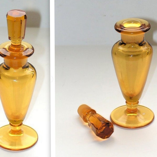 New Martinsville Glass Perfume Bottle, Art Deco Depression Vanity Collectible, NMV, Vintage 1920s - 30s