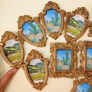 Mini Framed Monet Landscape Art – Impressionist Canvas Print in Gold Ornate Frame