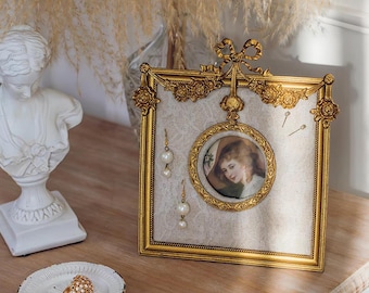 Vintage Gold Earring Holder Stand, Baroque Jewelry Organizer Frame, Coquette Dresser Decor