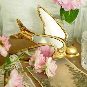 Dekorativer Vogel Wandspiegel, Galerie Wandkunst, Natur inspirierte Vintage Dekoration, Gold Spiegel, Kinderzimmer Dekoration, kleine Kunst, Housewarming Geschenke
