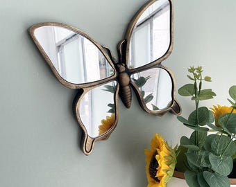 Gold Butterfly Wall Mirror – Ornate Insect Garden Decor