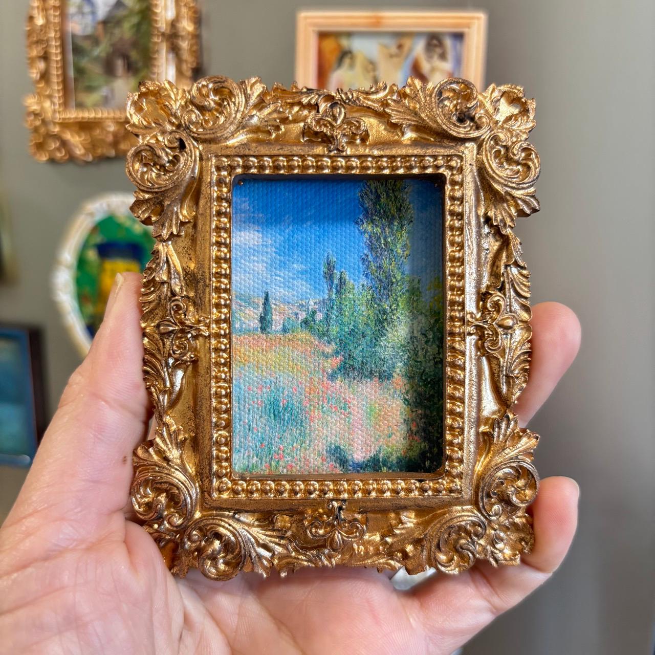 Monet Landscape Fridge Magnet Art, Impressionist Mini Framed