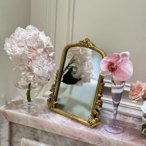Vintage Mirror with Stand, Dressing Table Mirror, Bedroom Decor Makeup Mirror, Gifts for Girlfriend, Shabby Chic French Farmhouse Decor