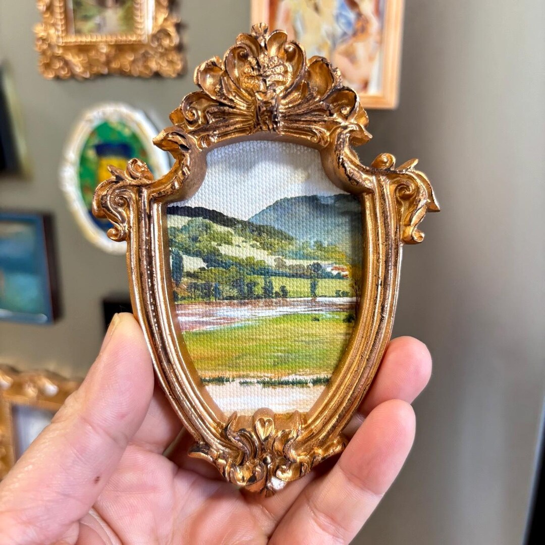 美品　imane コランダープレート Monet Landscape Fridge Magnet Art, Impressionist Mini Framed