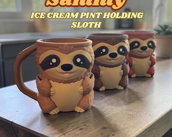 Porte-pot de glace paresseux : Housse pour pot de glace imprimée en 3D avec emplacements pour cuillères