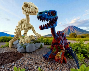 Articulated Raptor Skeleton Toy - Flexi Fidget Dino - Desk Toy - 3D Printed