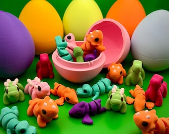 Mini 3D Printed Articulated Dinosaurs with Egg: Wiggle Dino Toy Gifts