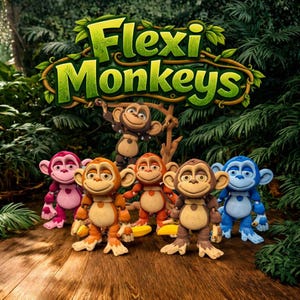 Articulated Monkey Fidget Toy with Banana – Moveable Limbs & Tail with optional Tree! - 3D Printed