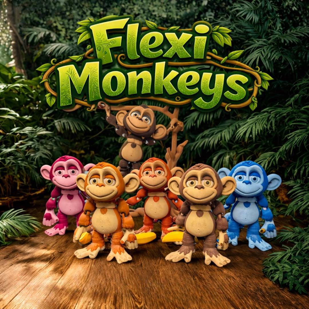 Articulated Monkey Fidget Toy With Banana – Moveable Limbs & Tail