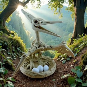 Articulated Pteranodon Skeleton - Flexi Fidget Dino optional Nest and Eggs! - 3D Printed