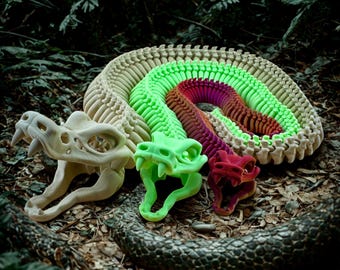 Serpent squelette articulé - Décoration de bureau articulée en différentes tailles et couleurs - Imprimé en 3D