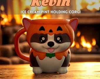 Corgi Ice Cream Pint Holder: Kevin the 3D Printed Pumpkin Costume Pint Sleeve