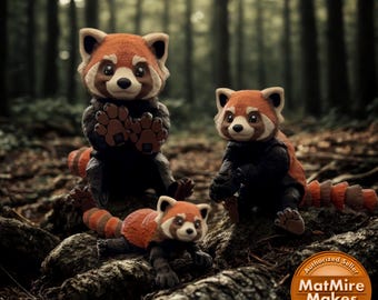 Articulated Red Panda: Poseable Animal Toy, Desk Decor or Gift. - 3d printed