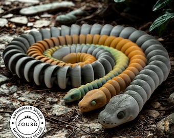 Articulated Snake Figurine - Flexi Fidget Snake - Fun Posable desk toy - 3D Printed
