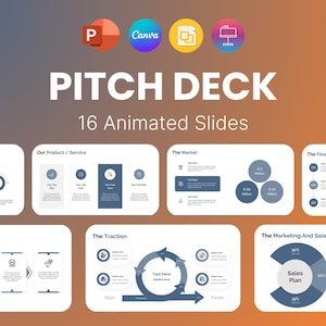 Pitch Deck PowerPoint Template – Minimal Startup Presentation, Business Plan, Investor Slides, Modern Editable PPT, Canva Template - PPTX
