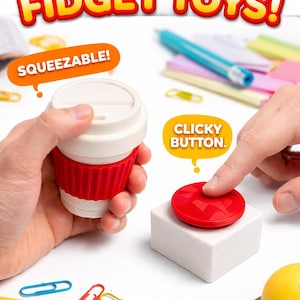 3D-Druck-Fidget-Toy mit Klicker | Stressabbau-Spielzeug für den Schreibtisch | Fidget-Toy in Form einer Kaffeetasse mit Klicker | Linderung von Angstzuständen | Geschenkidee