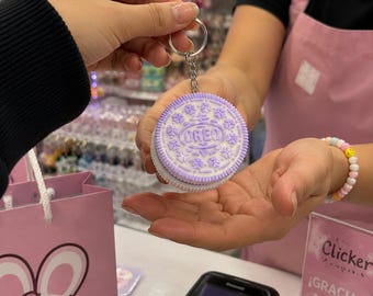 Cookie Clicker Keychain | 3D Printed Sensory Keychain | Purple Cream Style Clicker Toy | Cute Bag Charm Gift